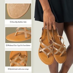 Jussy Flat Strappy Sandals / Flat with Buckled Ankle Strap Simple Classic NEW